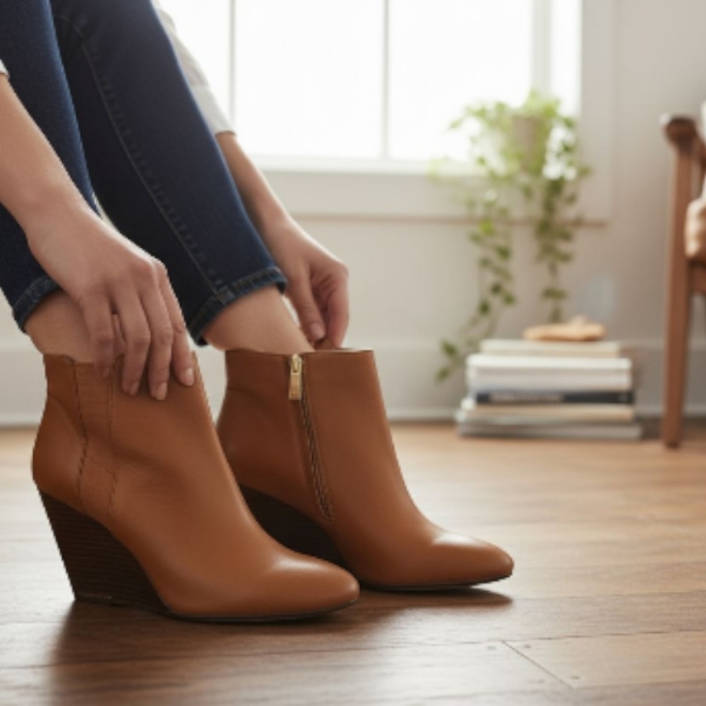 Kenneth Cole New York Tan Ankle Booties Sz 10M PRELOVED